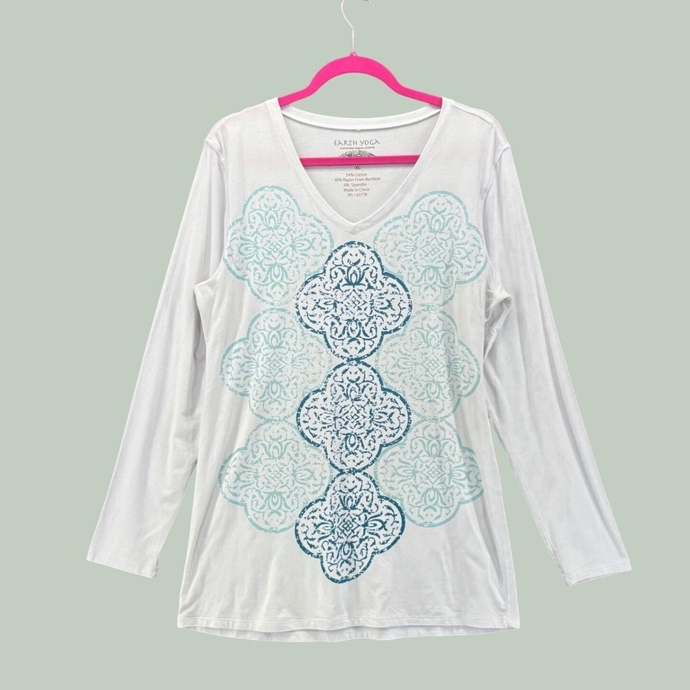 Earth Yoga Womens Shirt XL Bamboo Organic Cotton Sustainable Athleisure Pilates